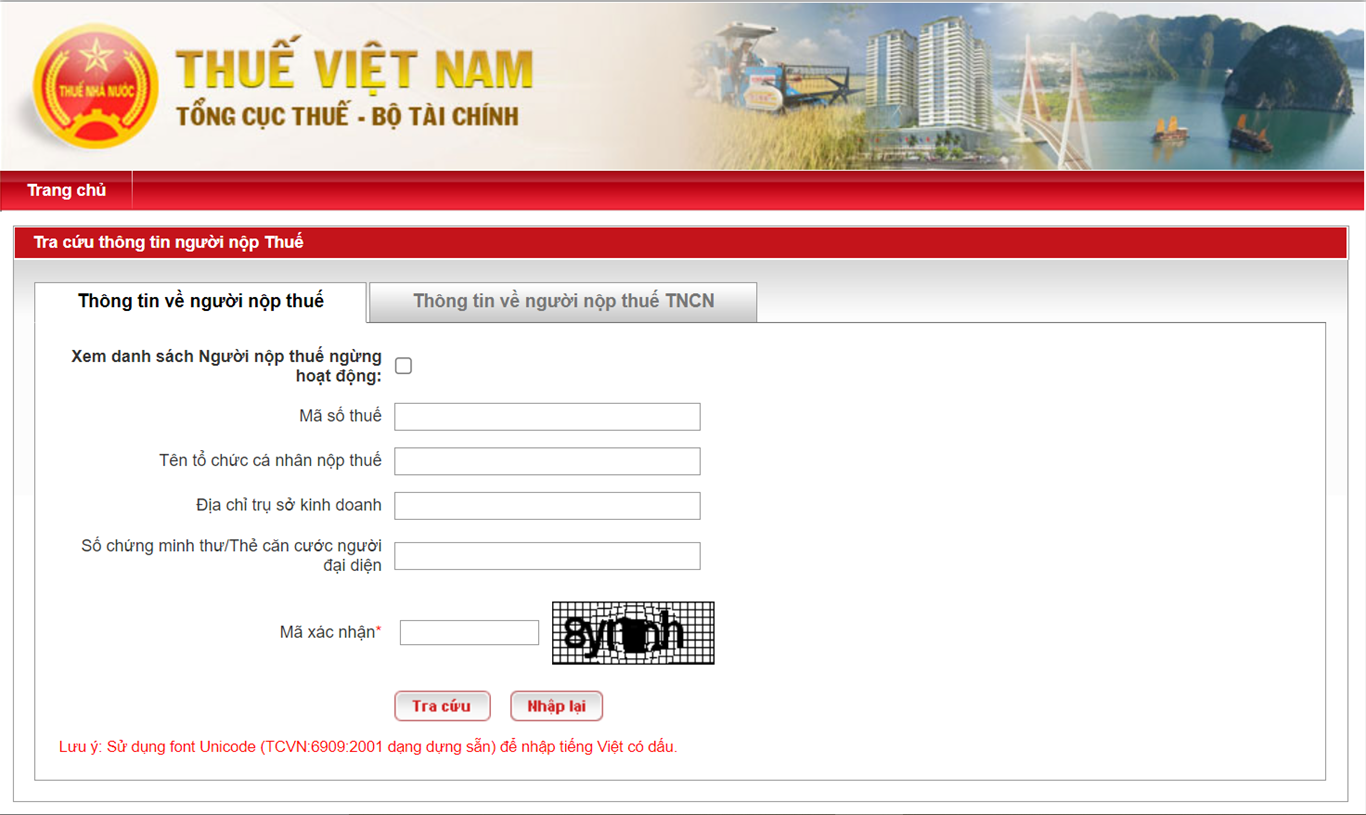Tra cứu thông tin người nộp thuế